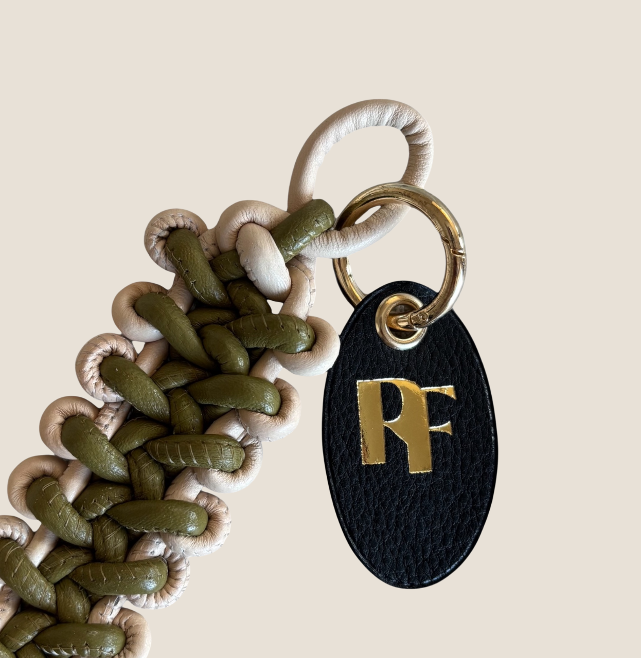 BRAID  LETHER CHARM【KHAKI&PINK 】