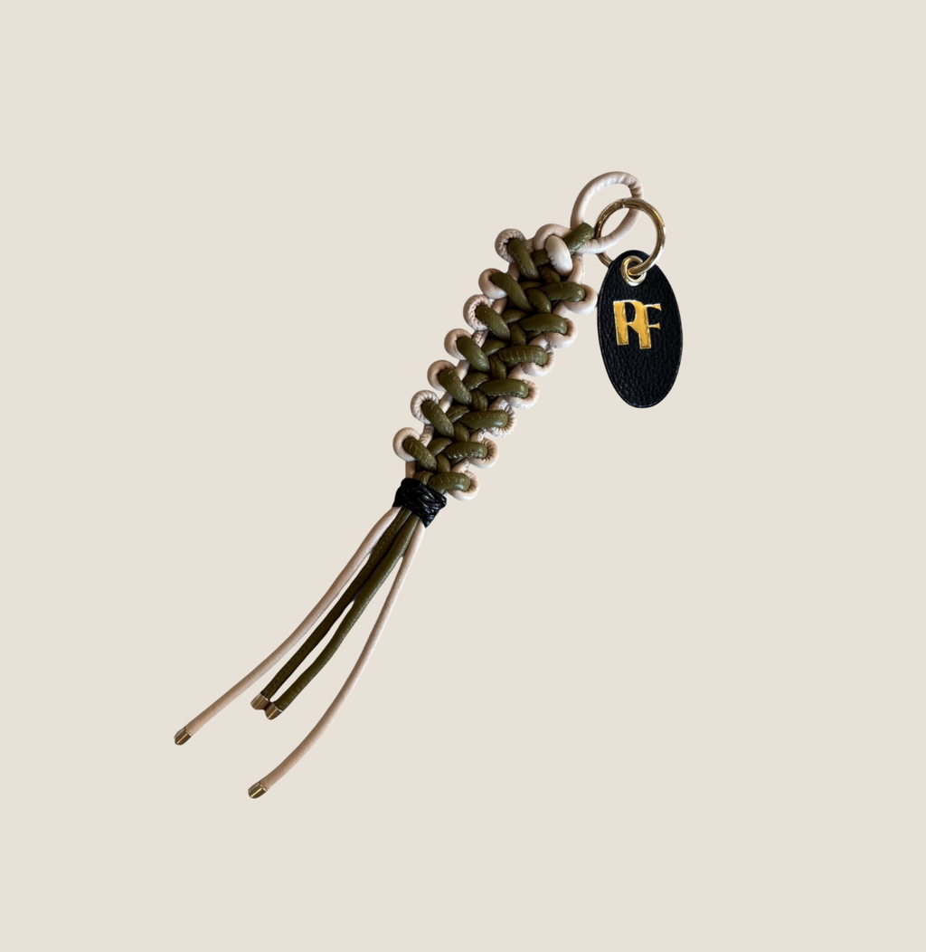 BRAID  LETHER CHARM【KHAKI&PINK 】