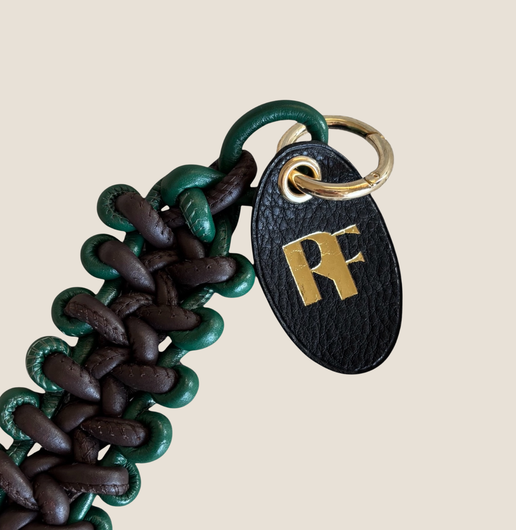 BRAID LETHER CHARM【BROWNxGREEN 】